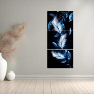 set of 3 leaf art wooden frames for wall decoration / sticky photo tiles Cartflix.pk