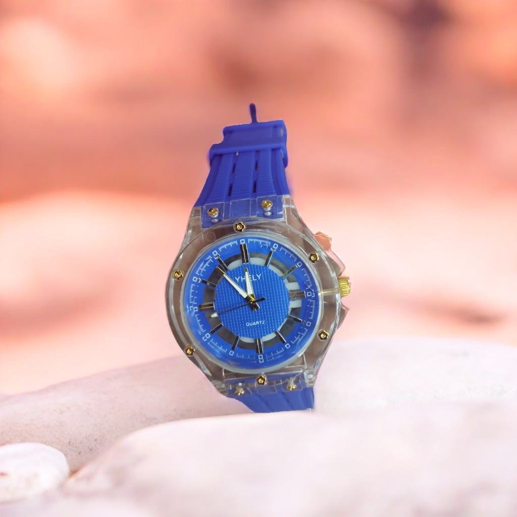 Yhely Rubber Strap Gents Watch With Normal Box(random color)